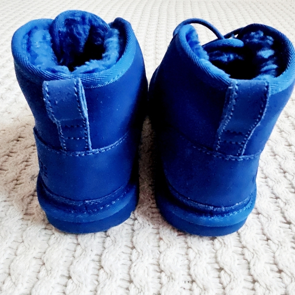 UGG Neumel II Chukka Boots Unisex Dive Blue Leather Suede Wool Lined Big Kid 3 - Picture 11 of 16